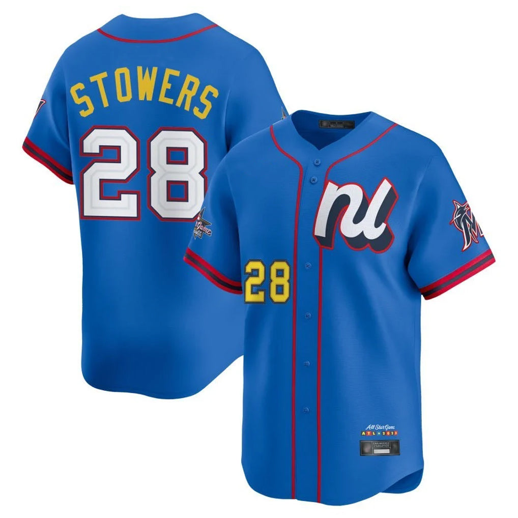M.Marlins #28 Kyle Stowers Player Blue National League All-Star Game Limited Fdoa Stitched Jerseys