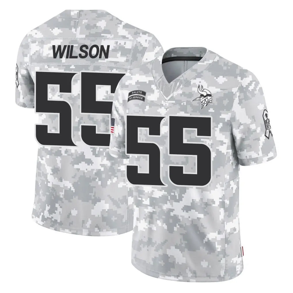 M.Vikings #55 Eric Wilson Player Arctic Camo Salute To Service Limited Game Gdoa Stitched Jerseys