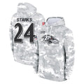B.Ravens #24 Malaki Starks Player Arctic Camo Salute to Service Pullover Hoodie Gdoa Stitched Jerseys