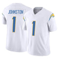 LA.Chargers #1 Quentin Johnston Player White Limited Vapor F.U.S.E. Home Game Gdoa Stitched Jerseys