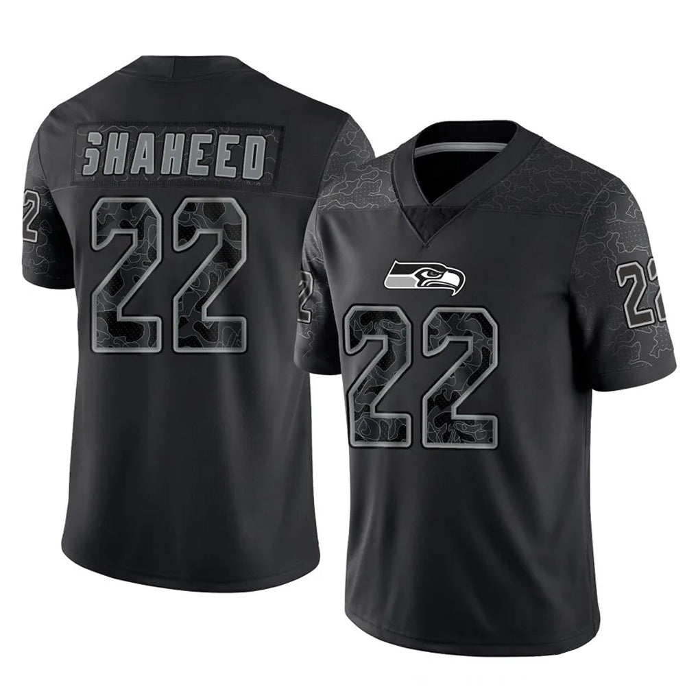 S.Seahawks #22 Rashid Shaheed Player Black Limited Reflective Home Game Gdoa Stitched Jerseys