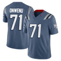NE.Patriots #71 Mike Onwenu Player Blue Limited Rivalries Collection Home Game Gdoa Stitched Jerseys