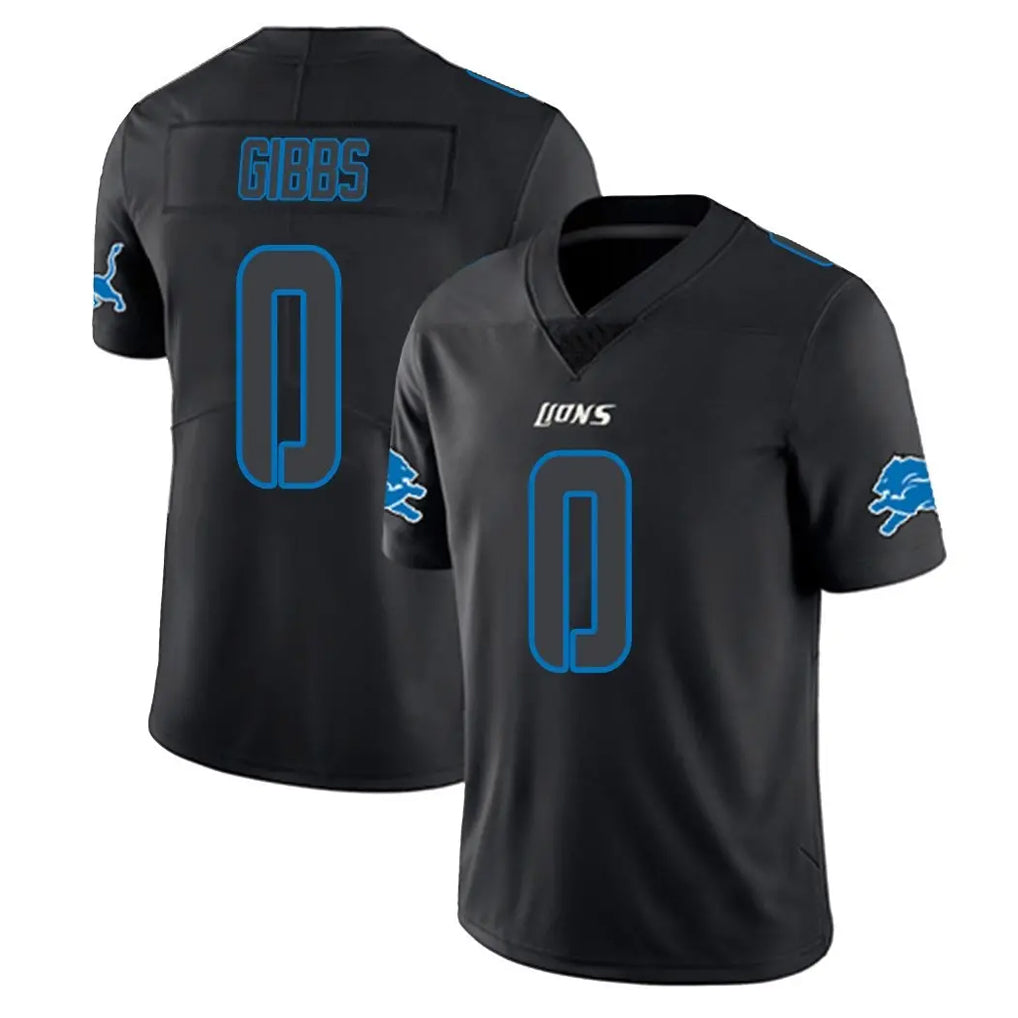 D.Lions #0 Jahmyr Gibbs Player Black Impact Limited Home Game Gdoa Stitched Jerseys