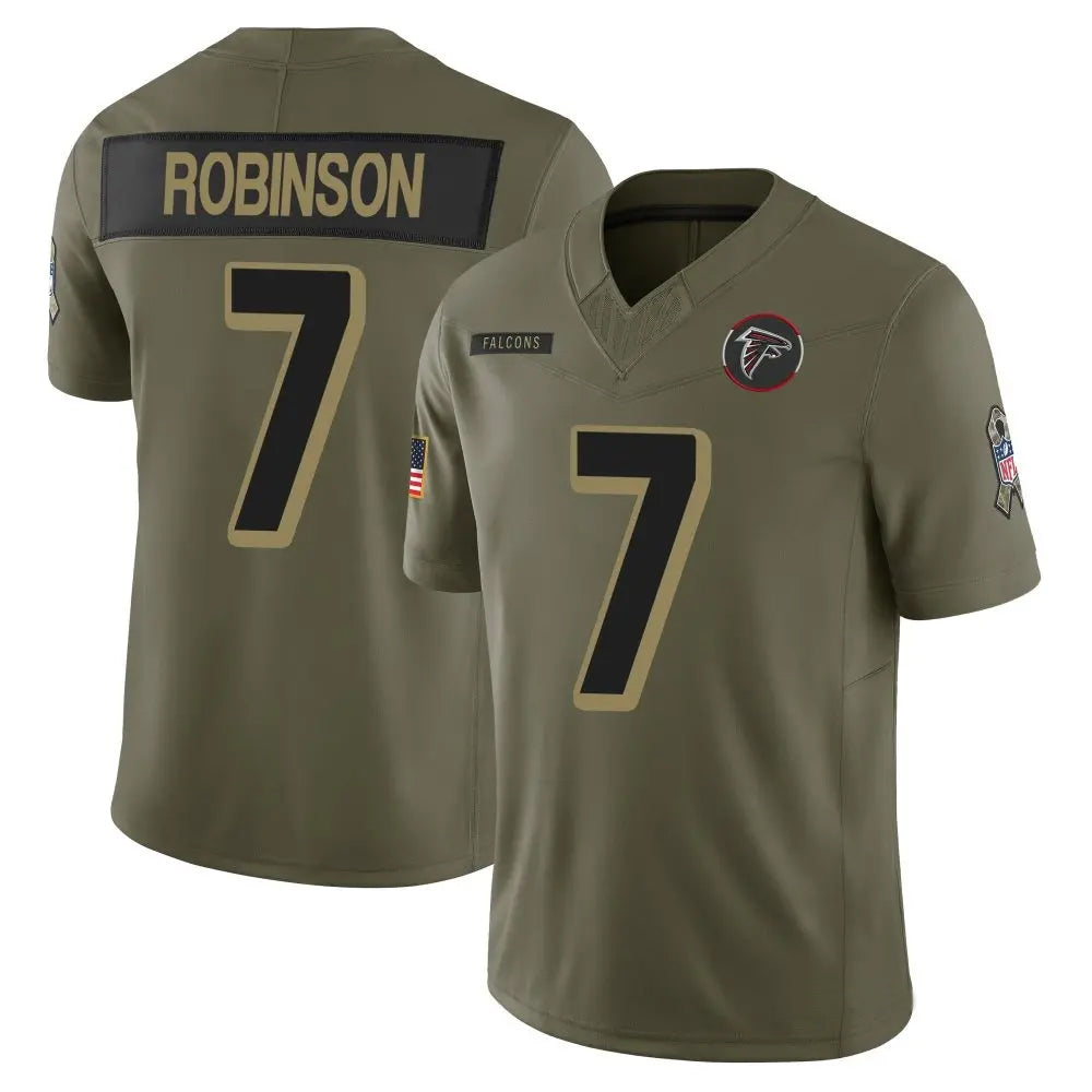 A.Falcons #7 Bijan Robinson Player Olive 2025 Salute To Service Limited Gdoa Stitched Jerseys