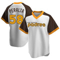 S.Diego Padres #58 Wandy Peralta Player White Home Cooperstown Collection Replica Game Fdoa Stitched Jerseys