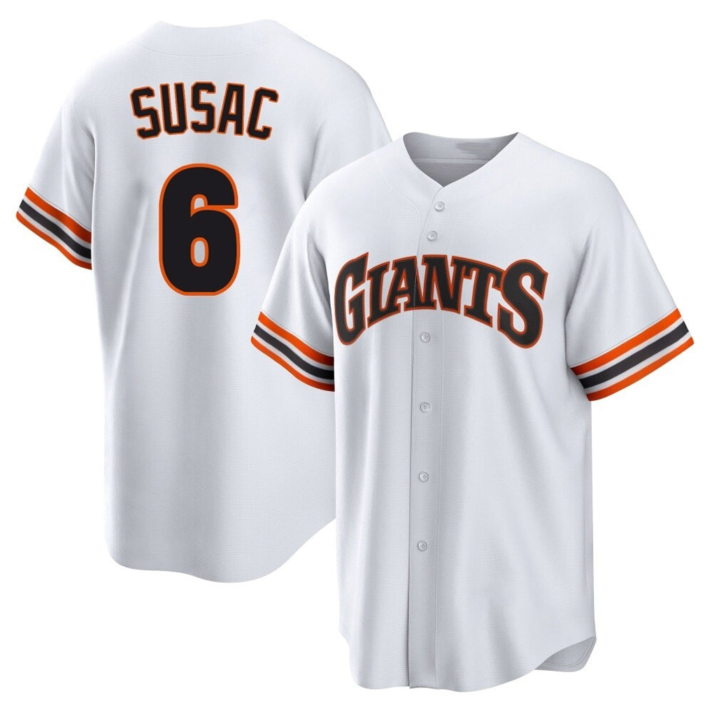 SF.Giants #6 Daniel Susac Player White Home Game Fdoa Stitched Jerseys