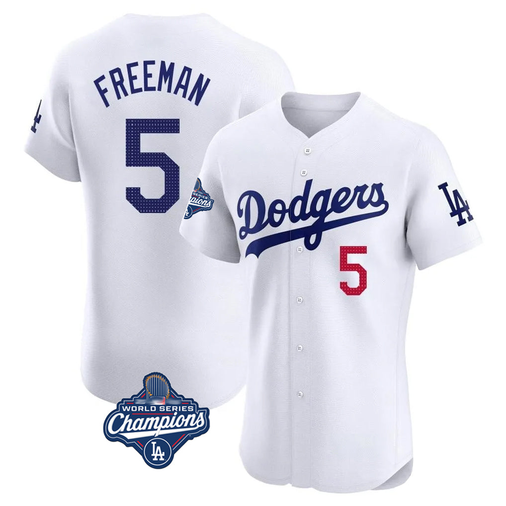 LA.Dodgers #5 Freddie Freeman Player White World Series Meet Limited Elite Home Fdoa Stitched Jerseys