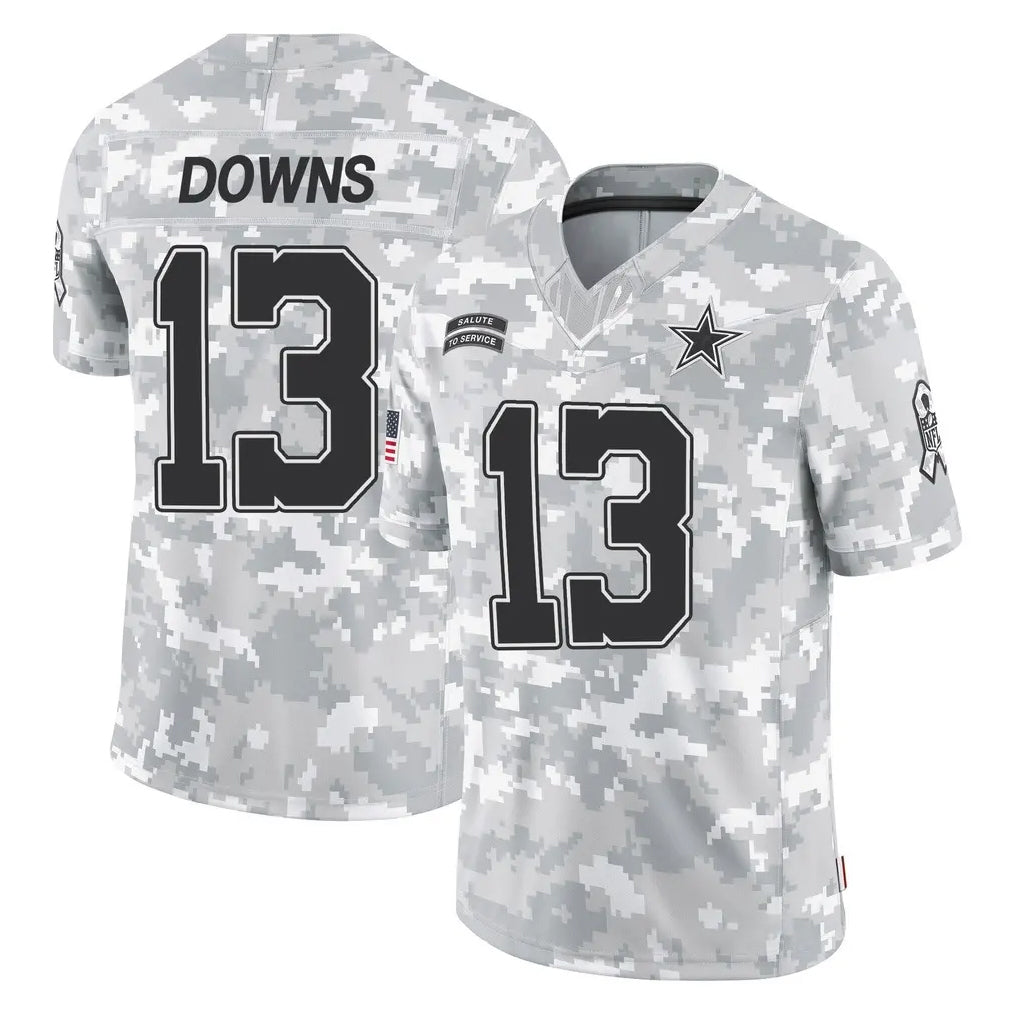 D.Cowboys #13 Caleb Downs Player Arctic Camo Salute to Service Limited Home Game Gdoa Stitched Jerseys