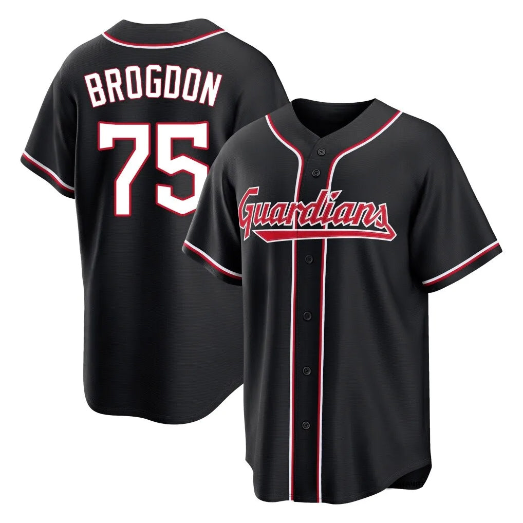 C.Guardians #75 Connor Brogdon Player Black Fashion Out Home Game Gdoa Stitched Jerseys