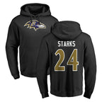 B.Ravens #24 Malaki Starks Player Black Pullover Hoodie Gdoa Stitched Jerseys