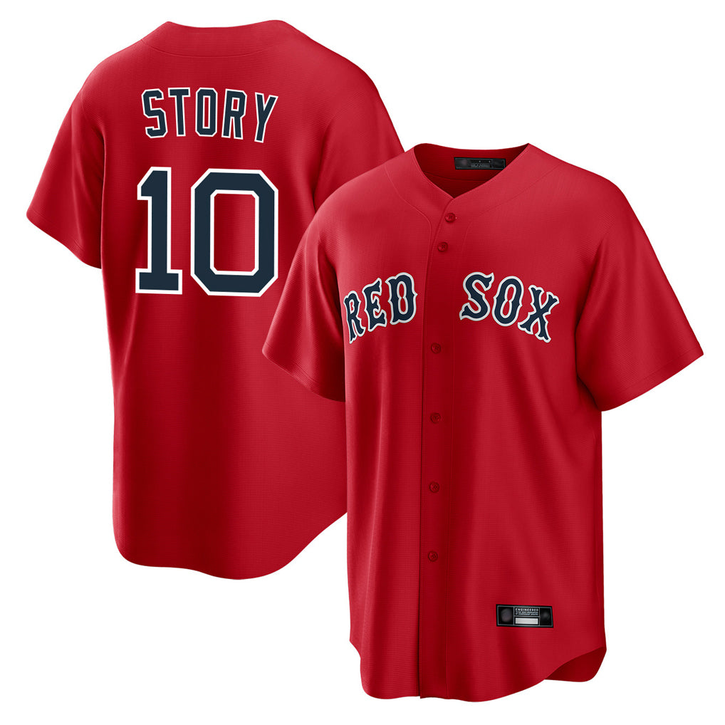 B.Red Sox #10 Trevor Story Player Red Home Game Gdoa Stitched Jerseys