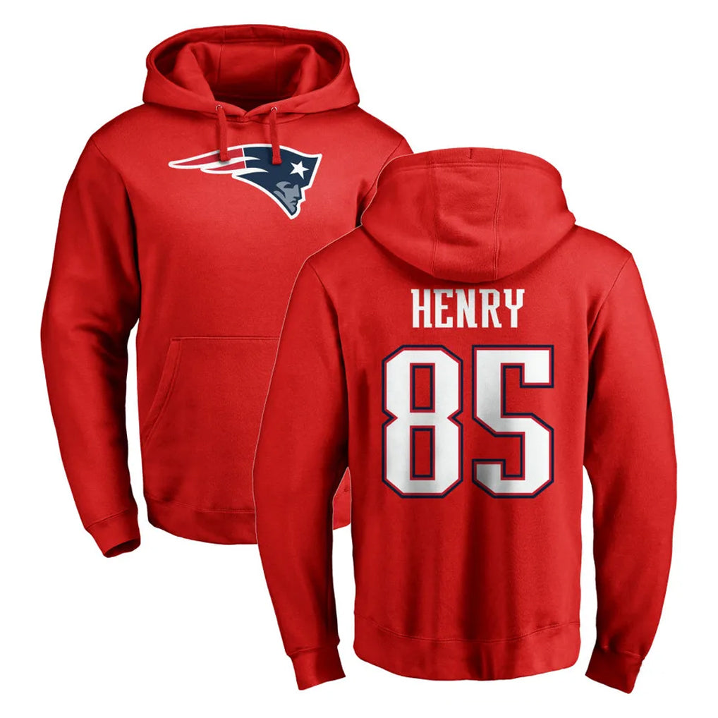 NE.Patriots #85 Hunter Henry Player Red LOGO Pullover Hoodies Home Game Gdoa Stitched Jerseys