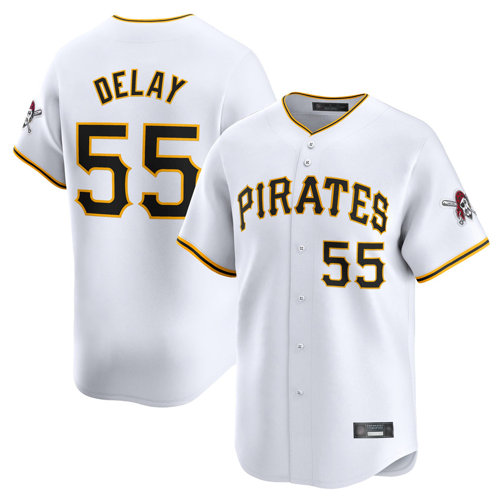 P.Pirates #55 Jason Delay Player White Home Limited Fdoa Stitched Jerseys