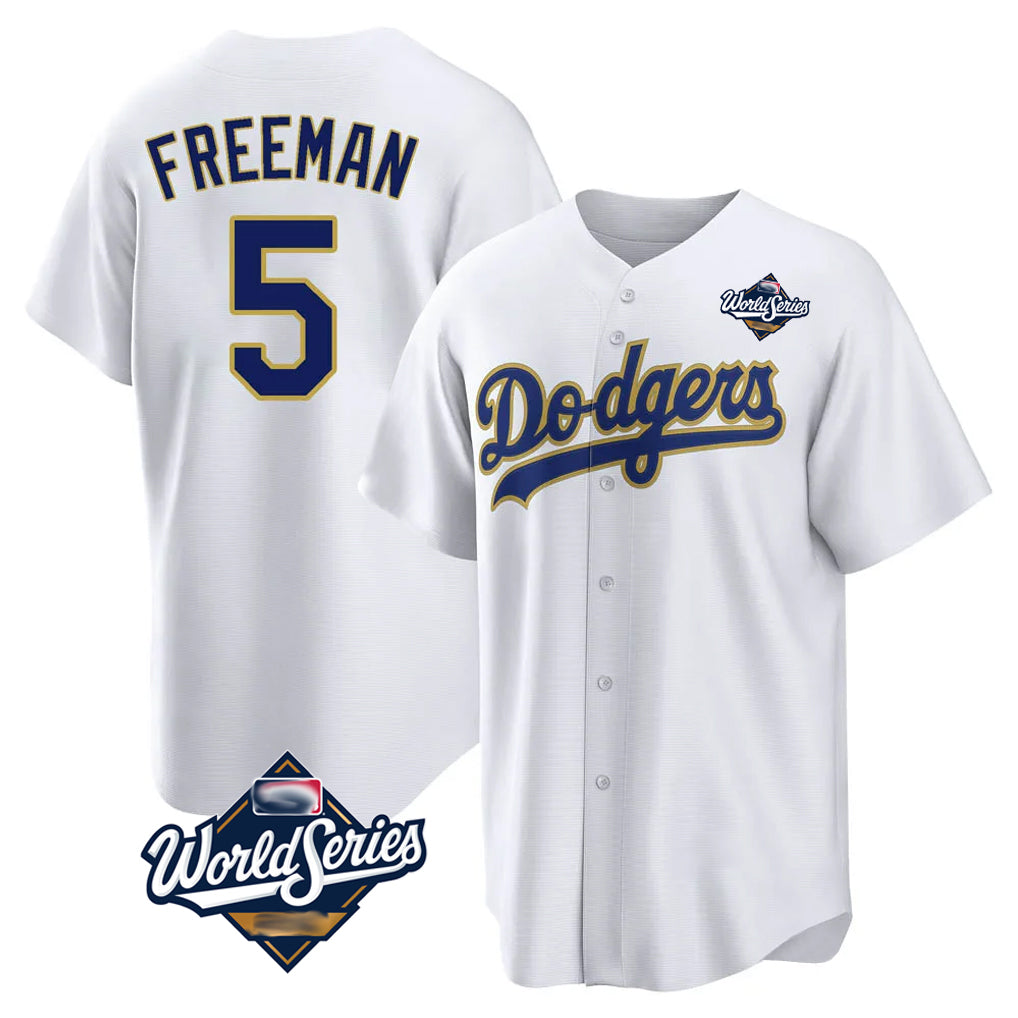 LA.Dodgers #5 Freddie Freeman Player Gold White World Series 2026 Collection Stadium Game Fdoa Stitched Jerseys