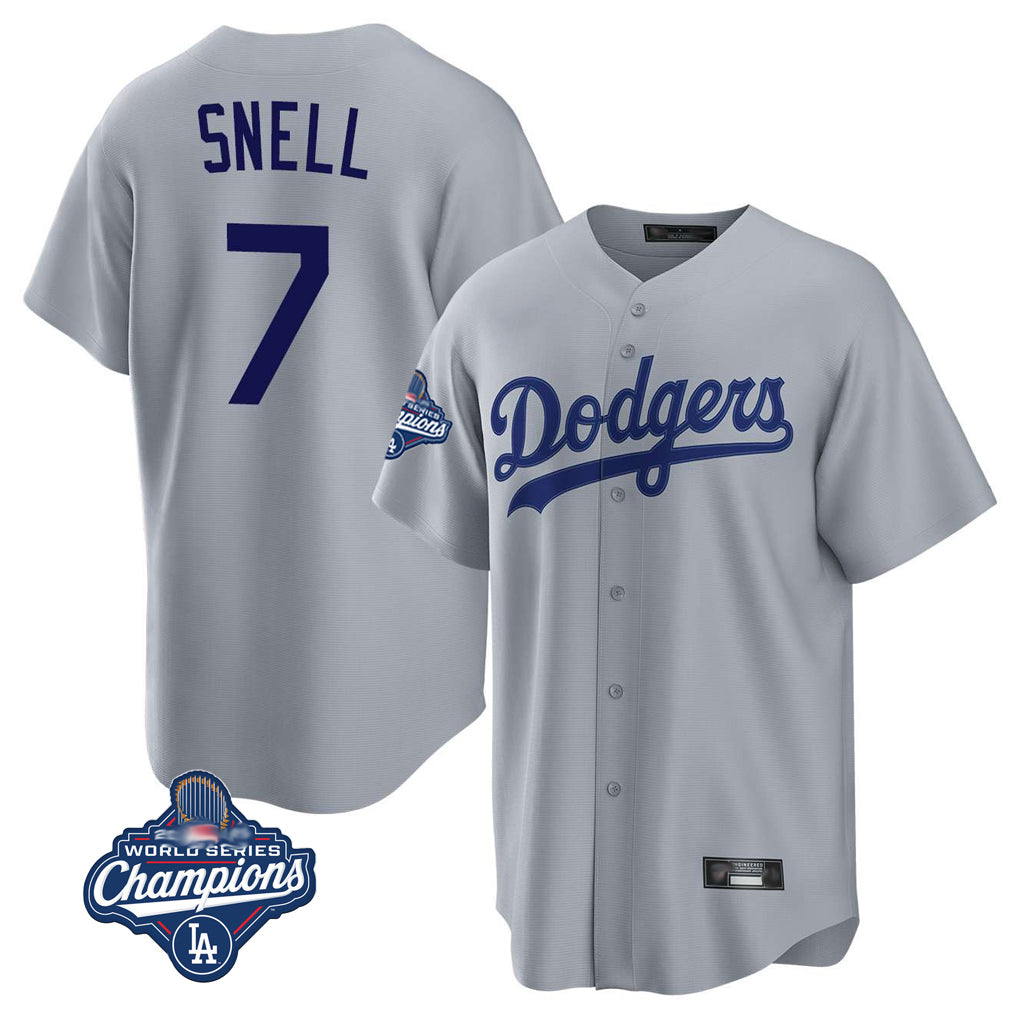 LA.Dodgers #7 Blake Snell Player Gray Game World Series Meet Fdoa Stitched Jerseys