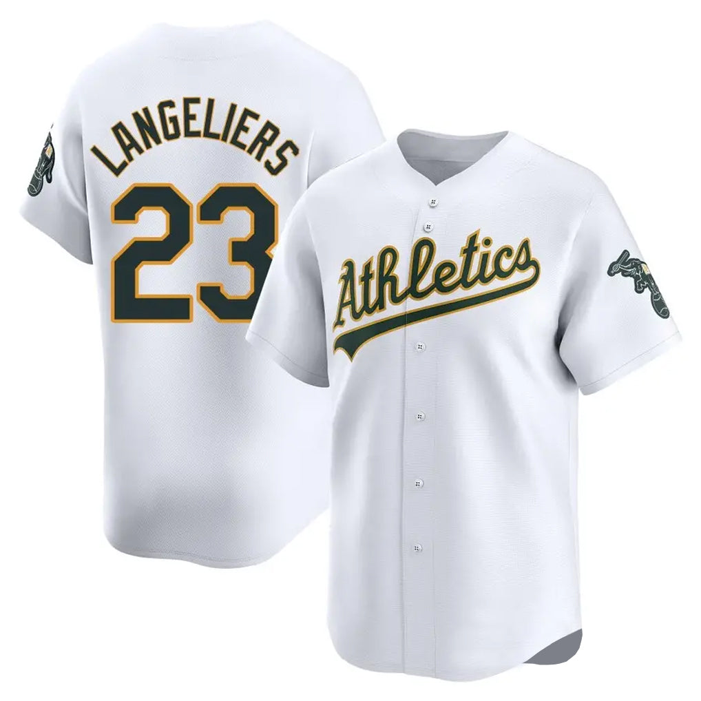 Athletics #23 Shea Langeliers Player White Limited Home Game Gdoa Stitched Jerseys