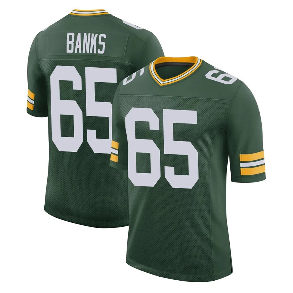 GB.Packers #65 Aaron Banks Player Green Limited Classic Home Game Gdoa Stitched Jerseys