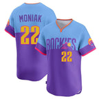 C.Rockies #22 Mickey Moniak Player Purple-Light Blue City Connect Limited Home T-shirt Gdoa Stitched Jerseys