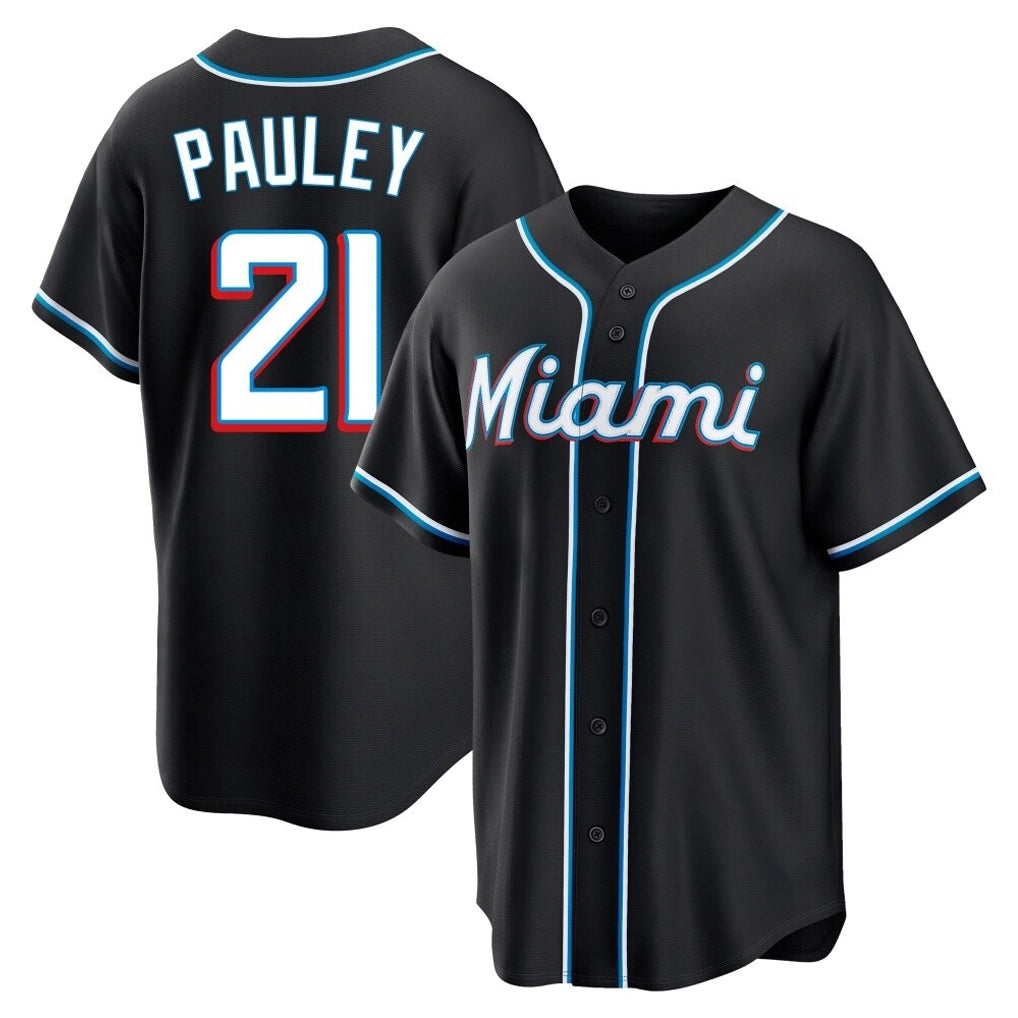 M.Marlins #21 Graham Pauley Player Black Fashion Out Home Game Fdoa Stitched Jerseys