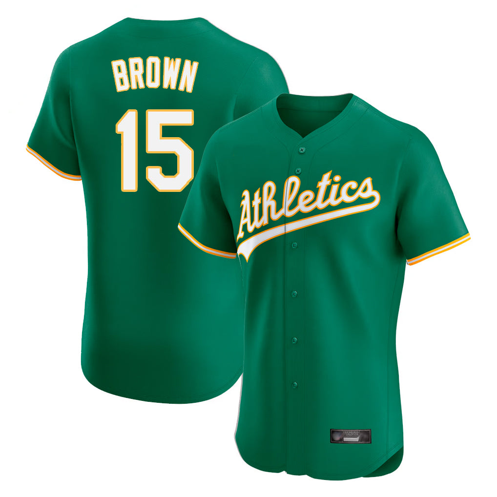 Athletics #15 Seth Brown Player Kelly Green Limited Elite Home Game Gdoa Stitched Jerseys