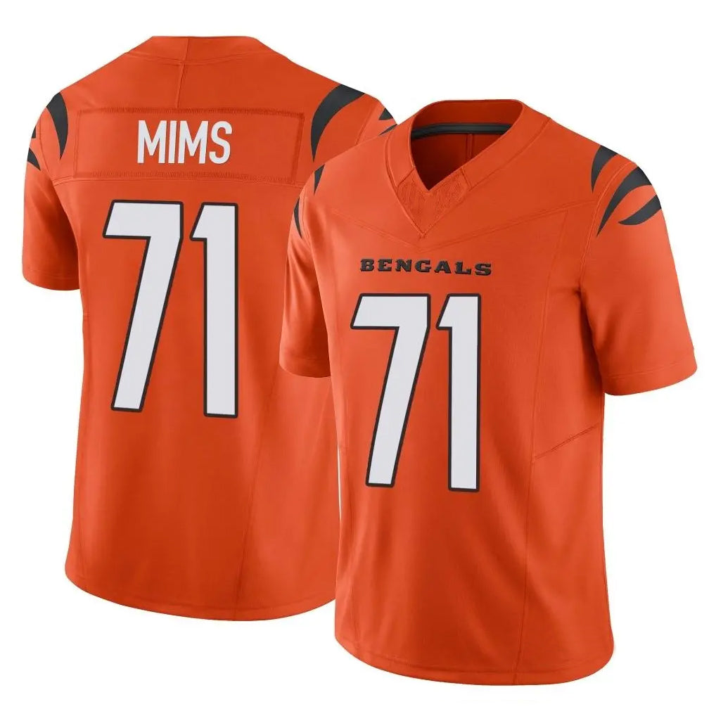 C.Bengals #71 Amarius Mims Player Orange Vapor F.U.S.E. Limited Home Game Gdoa Stitched Jerseys