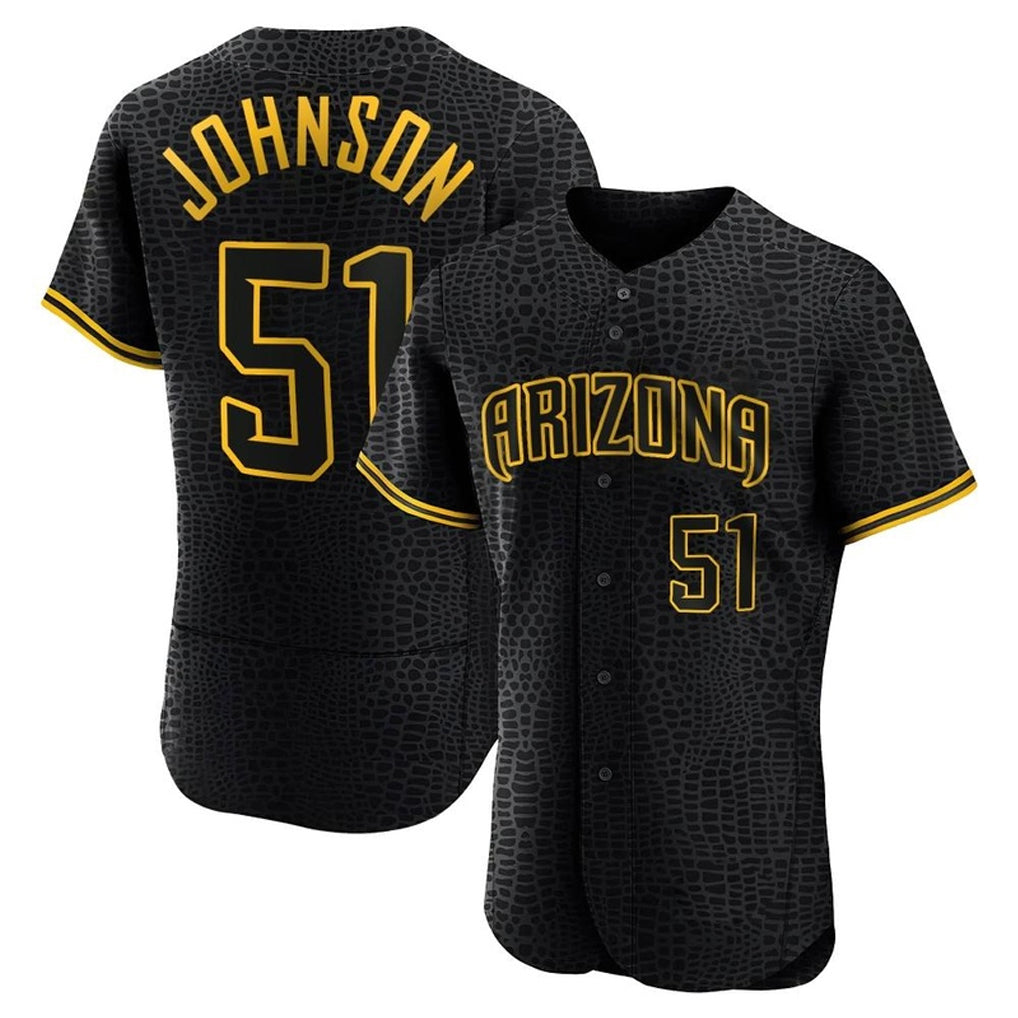 A.Diamondbacks #51 Randy Johnson Player Black Snake Skin City Limited Elite Home Game Gdoa Stitched Jerseys