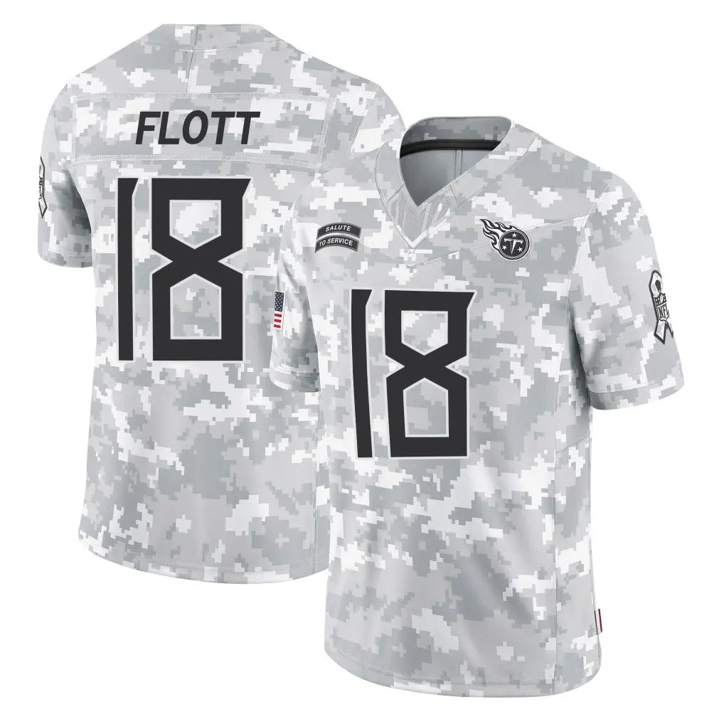 T.Titans #18 Cor'Dale Flott Player Arctic Camo Limited Salute to Service Home Game Gdoa Stitched Jerseys