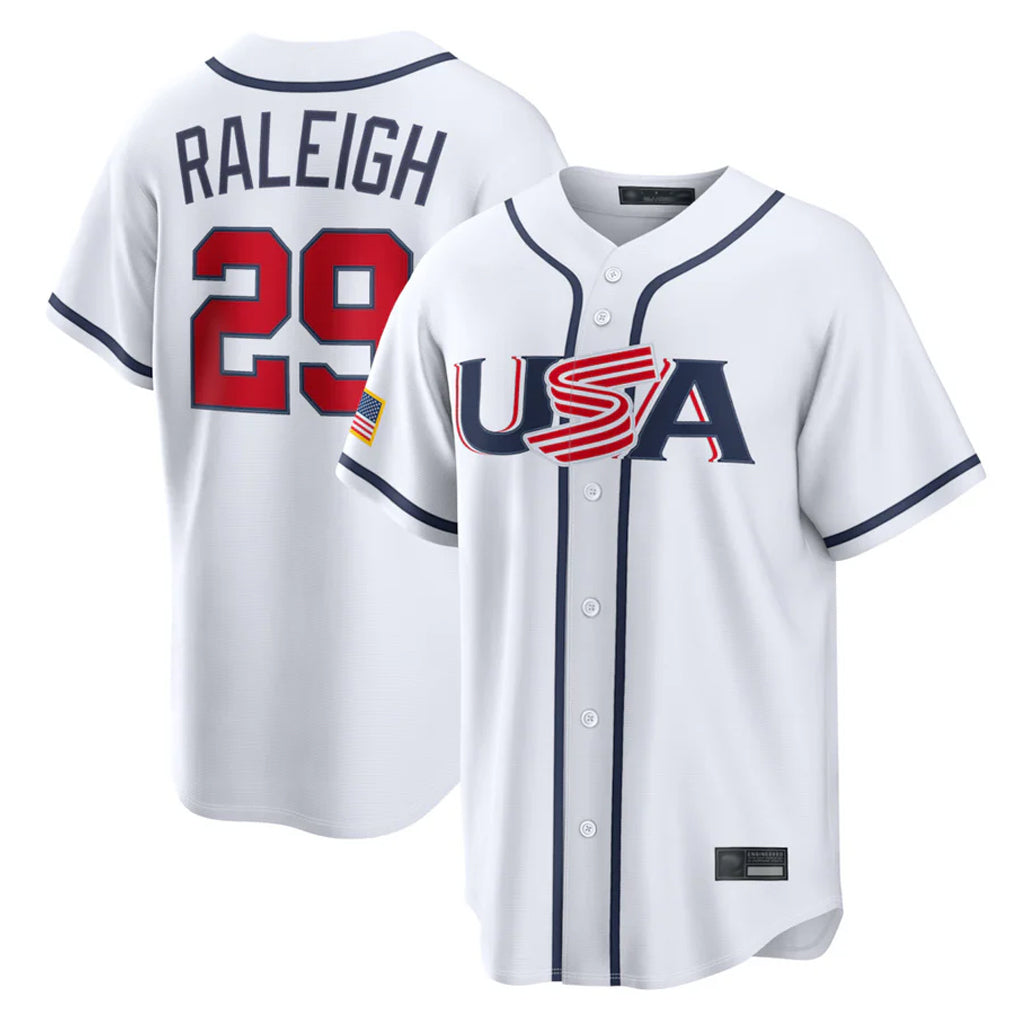 S.Mariners #29 Cal Raleigh Player White USA 2026 World Classic Game Fdoa Stitched Jerseys