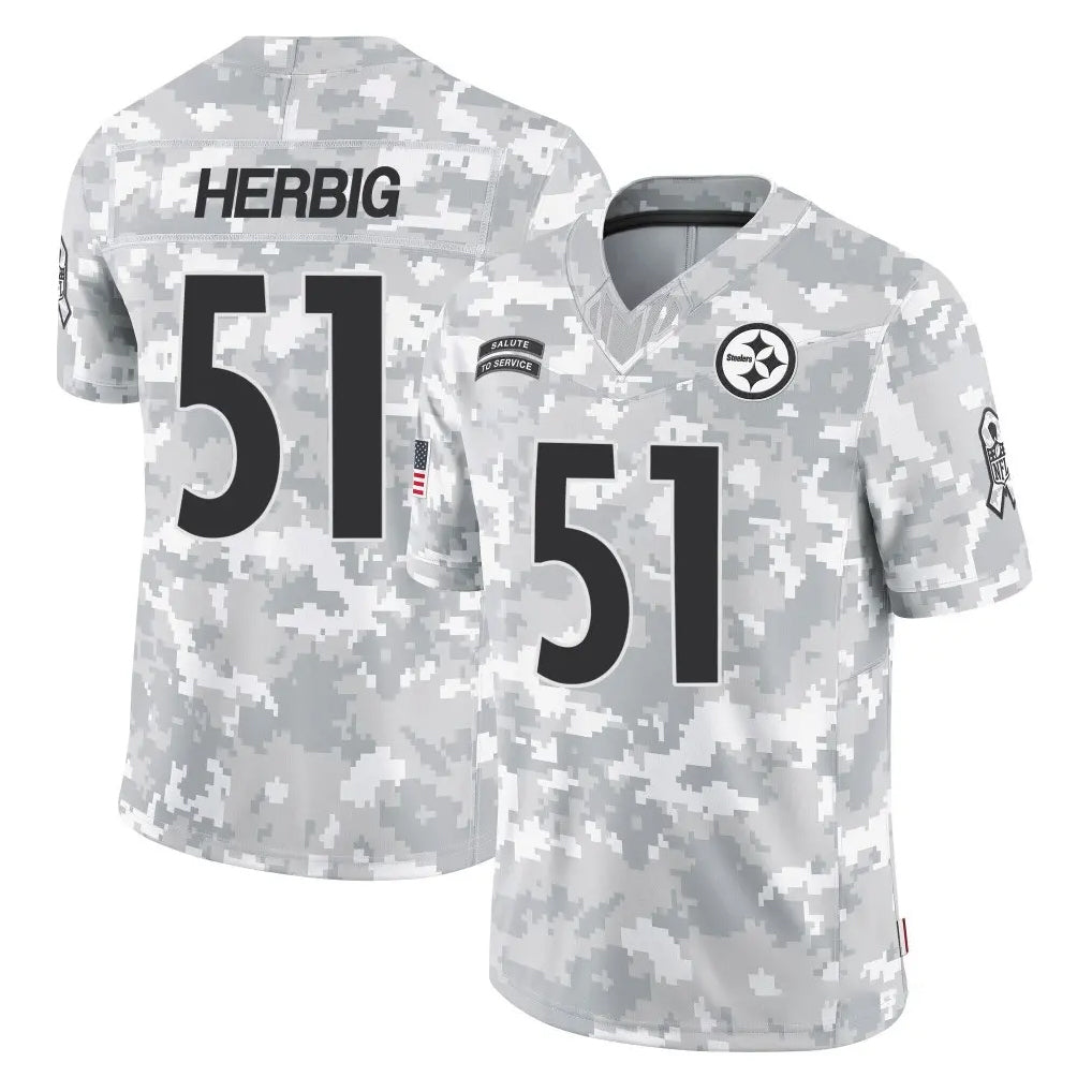 P.Steelers #51 Nick Herbig Player Arctic Camo Limited Salute To Service Home Game Gdoa Stitched Jerseys
