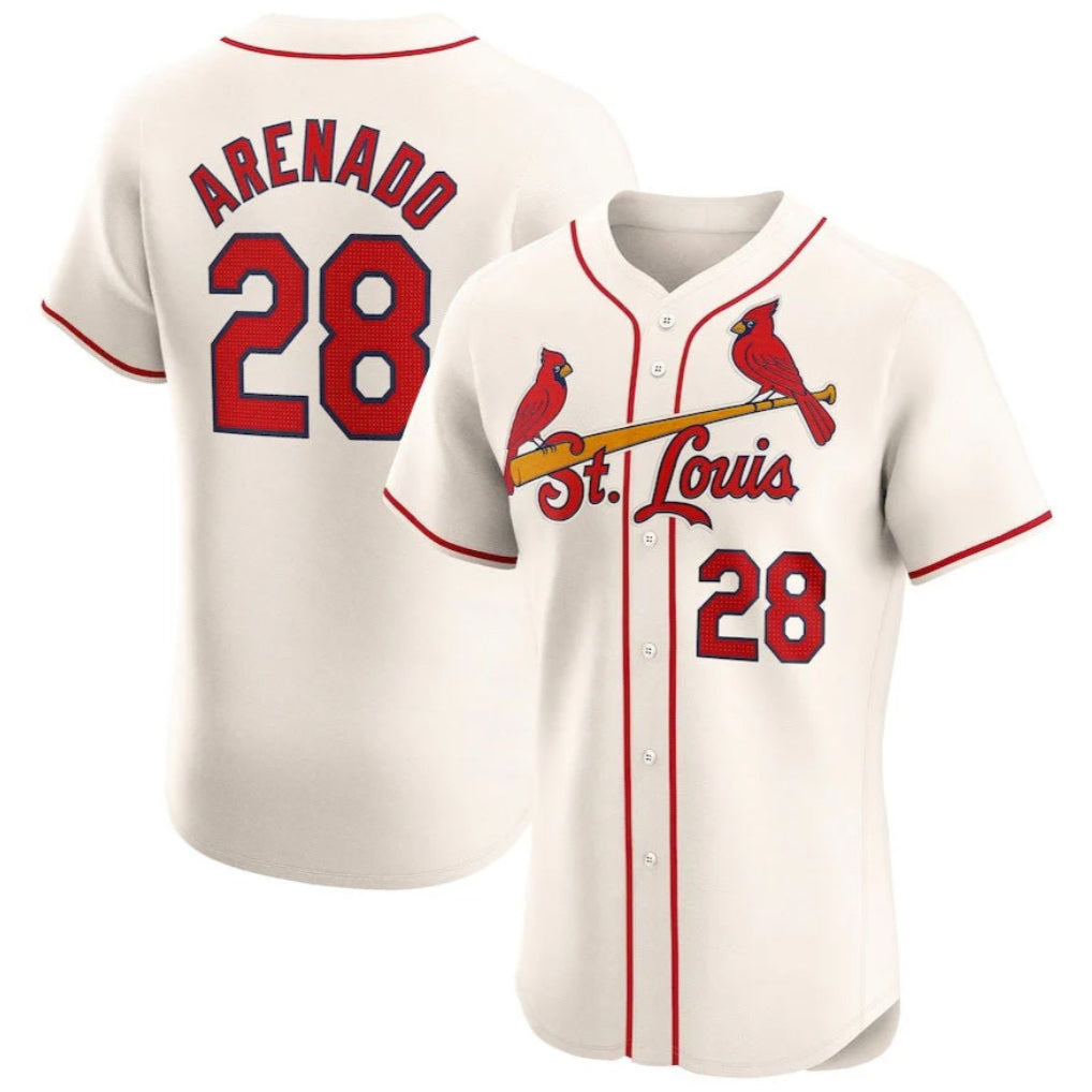 St. Louis Cardinals #28 Nolan Arenado Player Cream Home Limited Elite Fdoa Stitched Jerseys