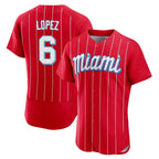 M.Marlins #6 Otto Lopez Player Red City Connect Home Limited Elite Fdoa Stitched Jerseys