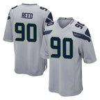 S.Seahawks #90 Jarran Reed Player Gray Home Game Gdoa Stitched Jerseys