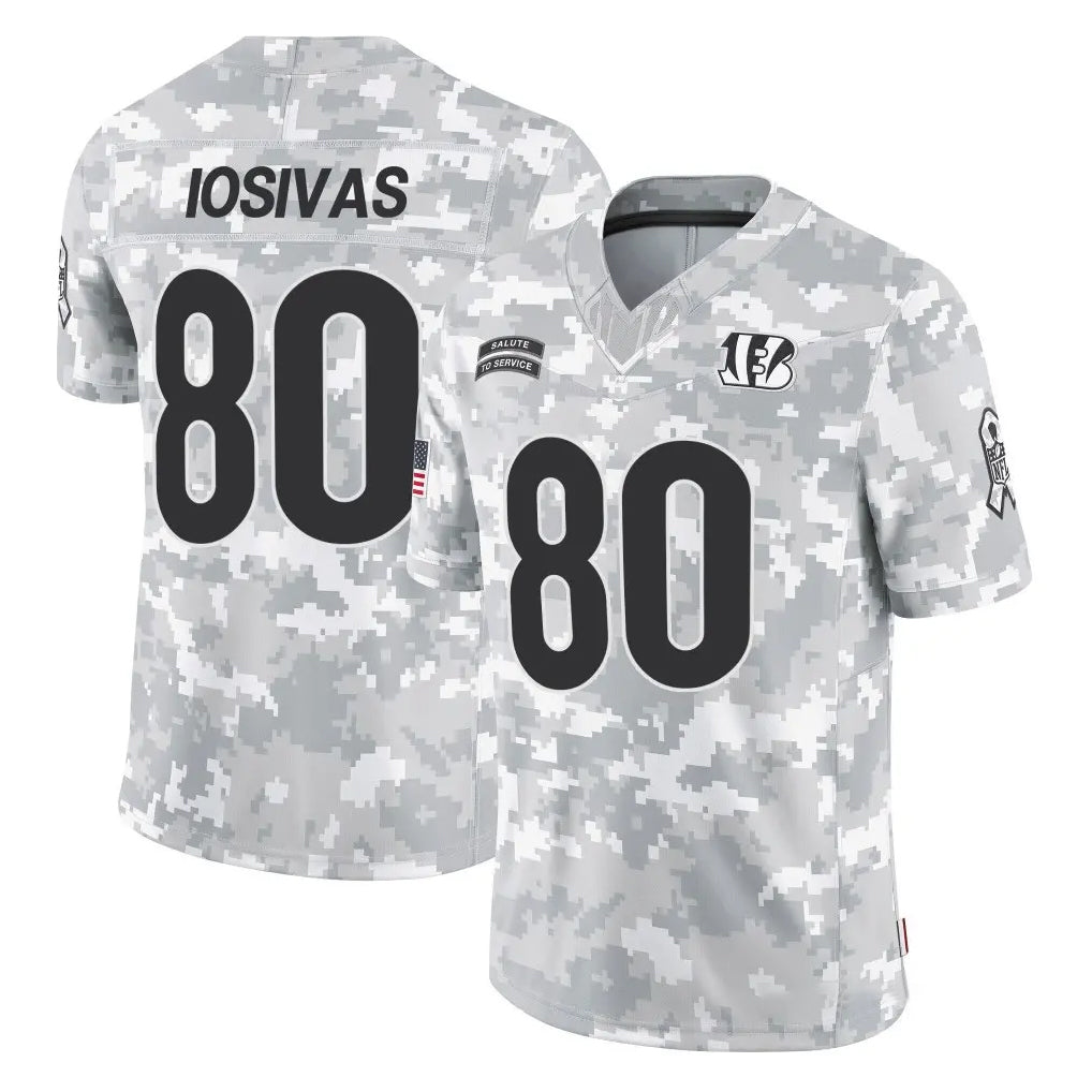 C.Bengals #80 Andrei Iosivas Player Arctic Camo Salute to Service Limited Gdoa Stitched Jerseys