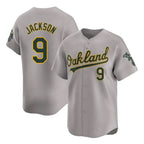 Athletics #9 Reggie Jackson Player Gray Road Limited Home Game Gdoa Stitched Jerseys