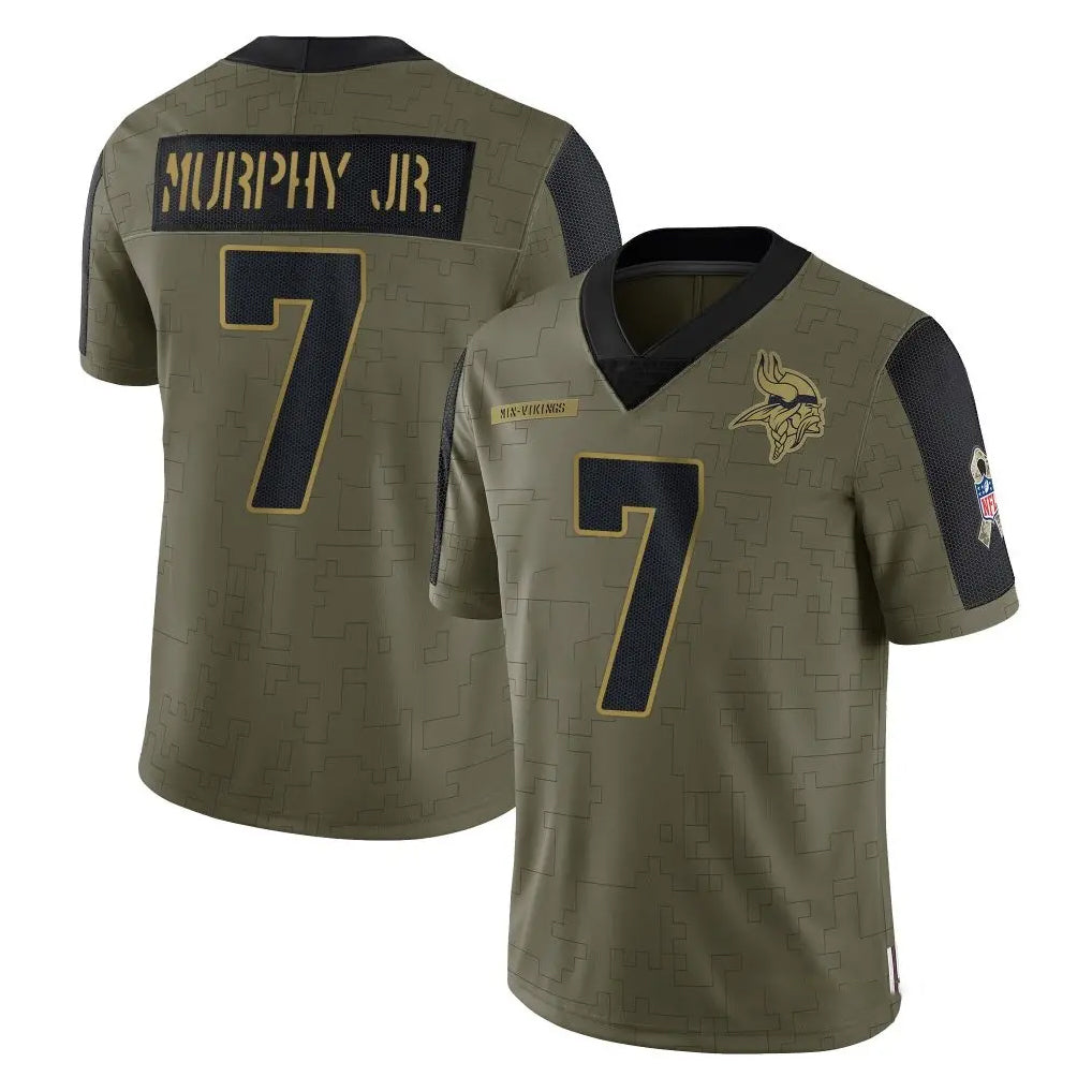 M.Vikings #7 Byron Murphy Jr. Player Olive Salute To Service Limited Game Gdoa Stitched Jerseys