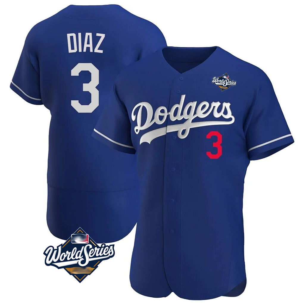 LA.Dodgers #3 Edwin D¨ªaz Player Royal World Series Limited Elite Home Fdoa Stitched Jerseys