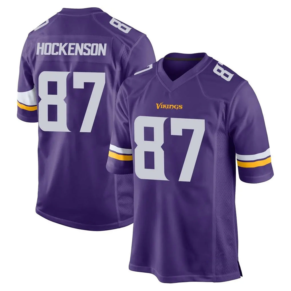 M.Vikings #87 T.J. Hockenson Player Purple Home Game Gdoa Stitched Jerseys