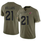 A.Cardinals #21 Garrett Williams Player Olive Salute To Service Gdoa Stitched Jerseys