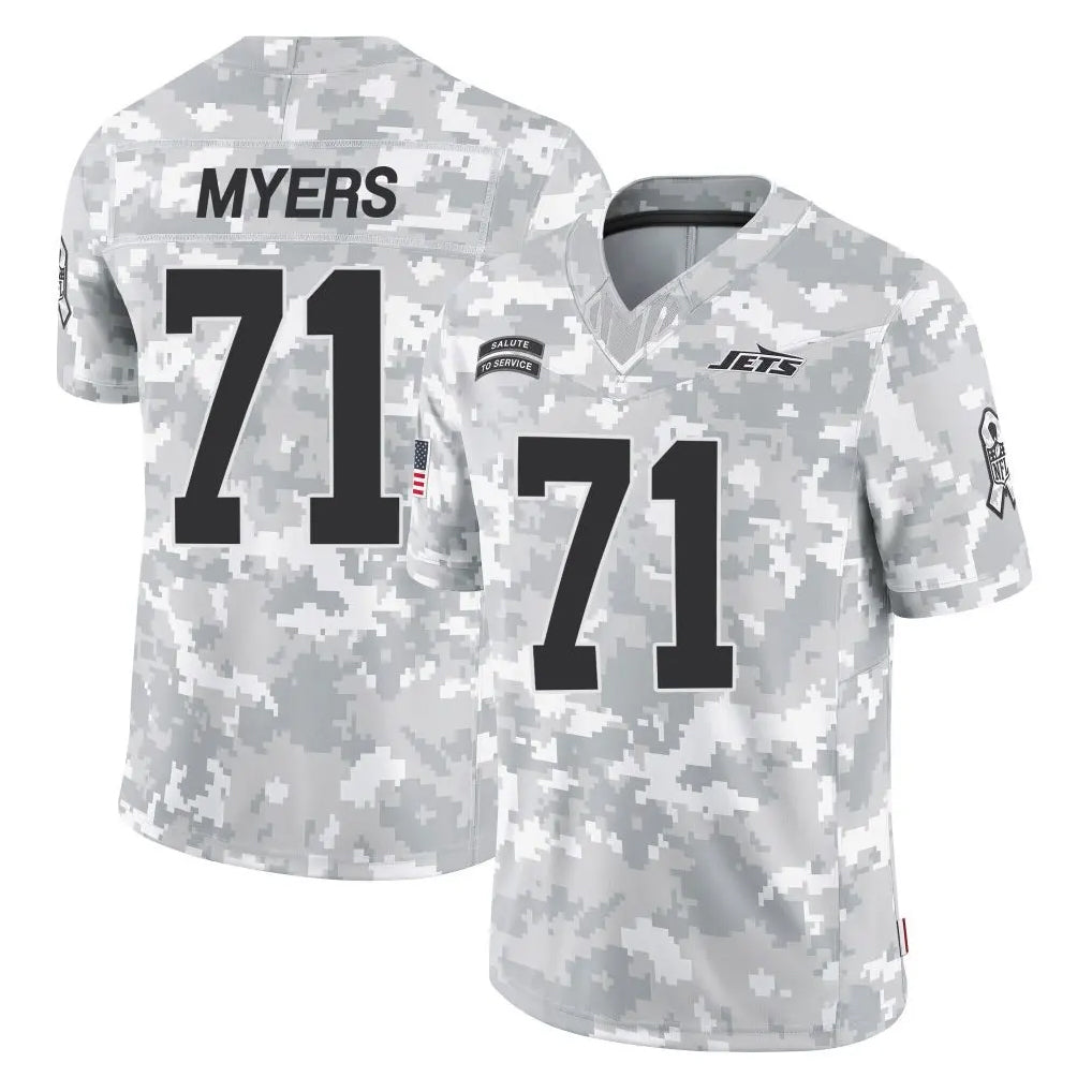 NY.Jets #71 Josh Myers Player Arctic Camo Salute to Service Limited Game Gdoa Stitched Jerseys