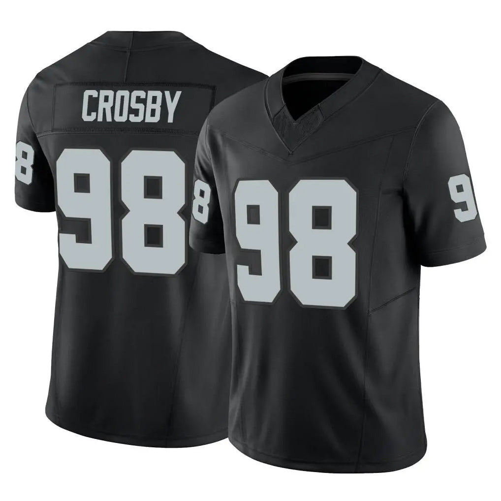 LV.Raiders #98 Maxx Crosby Player Black Limited Vapor F.U.S.E. Home Game Gdoa Stitched Jerseys