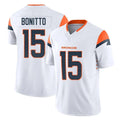 D.Broncos #15 Nik Bonitto Player White Limited Vapor F.U.S.E. Home Game Ddoa Stitched Jerseys