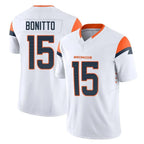 D.Broncos #15 Nik Bonitto Player White Limited Vapor F.U.S.E. Home Game Ddoa Stitched Jerseys