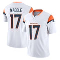 D.Broncos #17 Jaylen Waddle Player White Limited Vapor F.U.S.E. Home Game Gdoa Stitched Jerseys