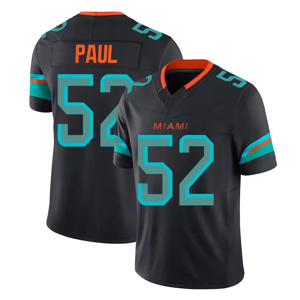 M.Dolphins #52 Patrick Paul Player Black Limited Pitch Rivalries Collection Home Game Gdoa Stitched Jerseys