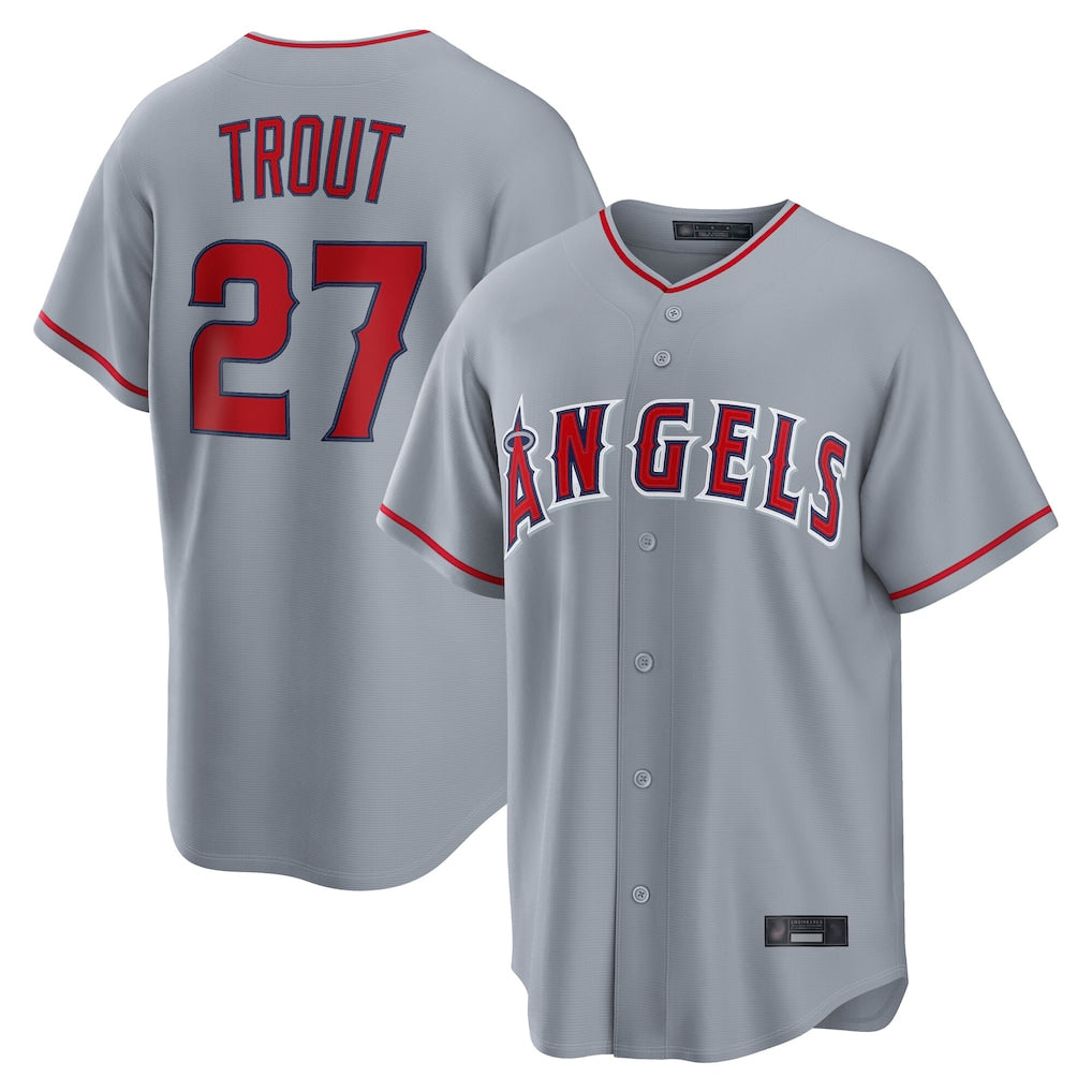 LA.Angels #27 Mike Trout Player Gray Home Game Fdoa Stitched Jerseys