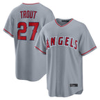 LA.Angels #27 Mike Trout Player Gray Home Game Fdoa Stitched Jerseys