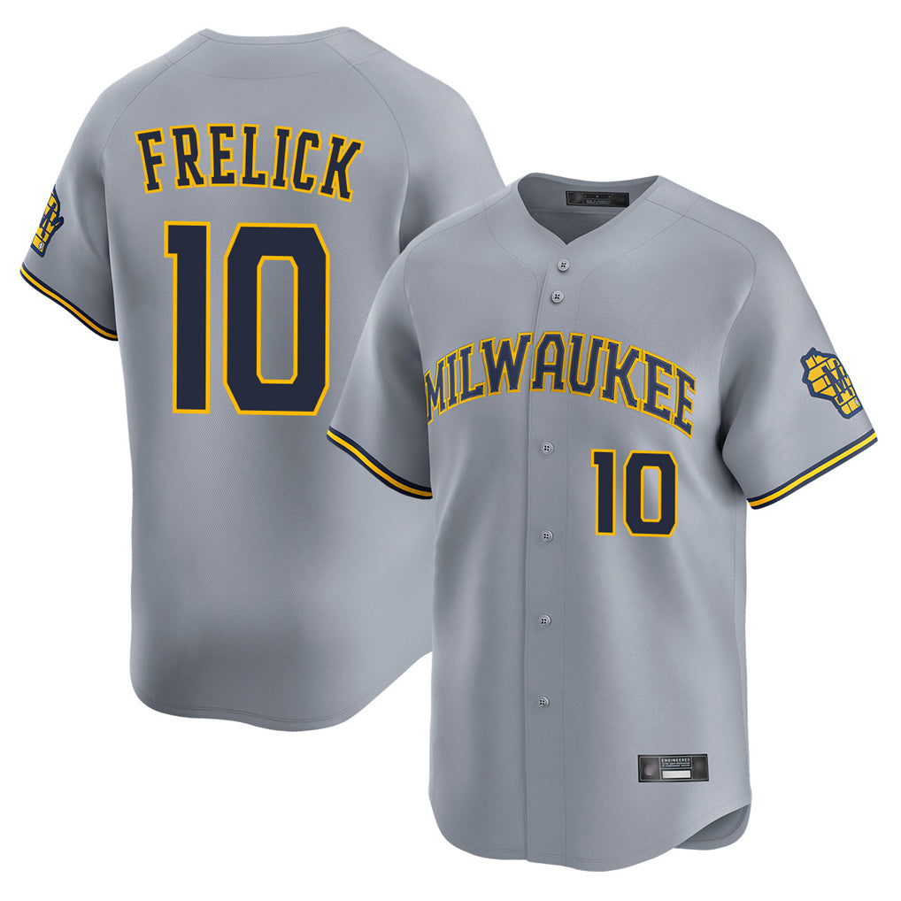 M.Brewers #10 Sal Frelick Player Gray Home Limited Fdoa Stitched Jerseys