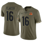 C.Bengals #16 Joe Flacco Player Olive Salute to Service Limited Game Gdoa Stitched Jerseys