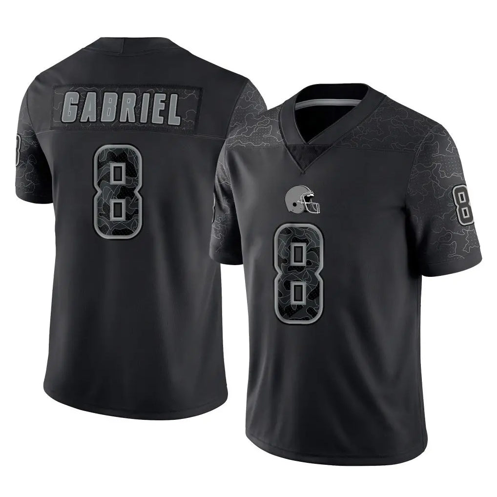 C.Browns #8 Dillon Gabriel Player Black Reflective Home Game Gdoa Stitched Jerseys