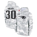 NE.Patriots #30 Jam Miller Player Arctic Camo Salute to Service Pullover Hoodies Limited Game Gdoa Stitched Jerseys